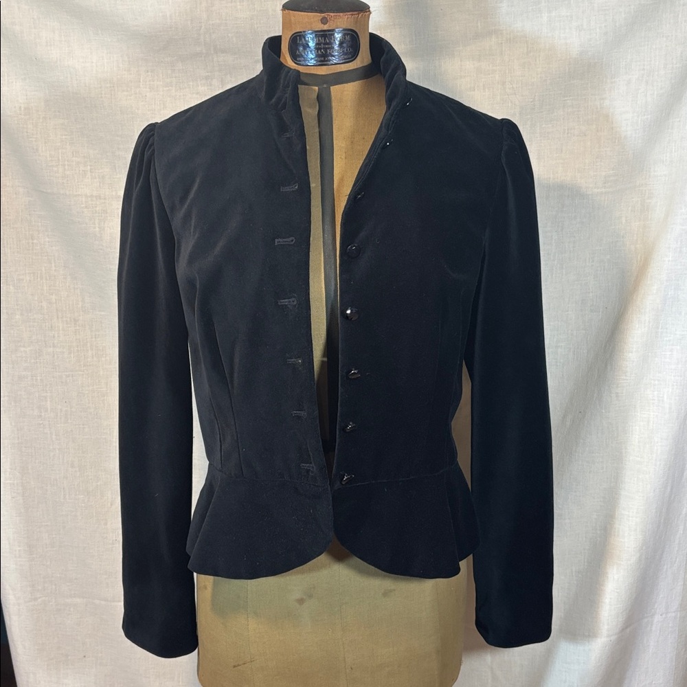 Chaps Black Velvet Victorian Whimsigoth Fitted Blazer